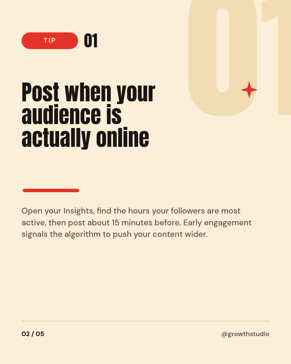 Bold Red Instagram Growth Tips Carousel with Giant Type - Page 2