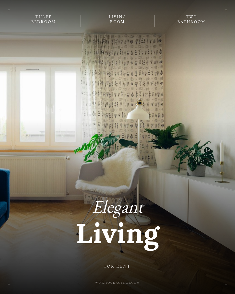 Dark Moody Apartment Listing with Elegant Mixed Serif Headline