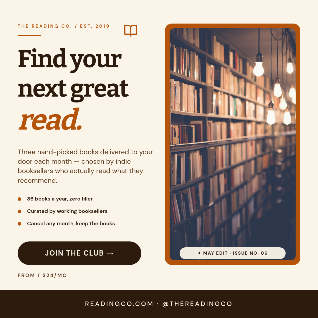 Editorial Terracotta & Cream Reading Club Monthly Subscription Square Ad
