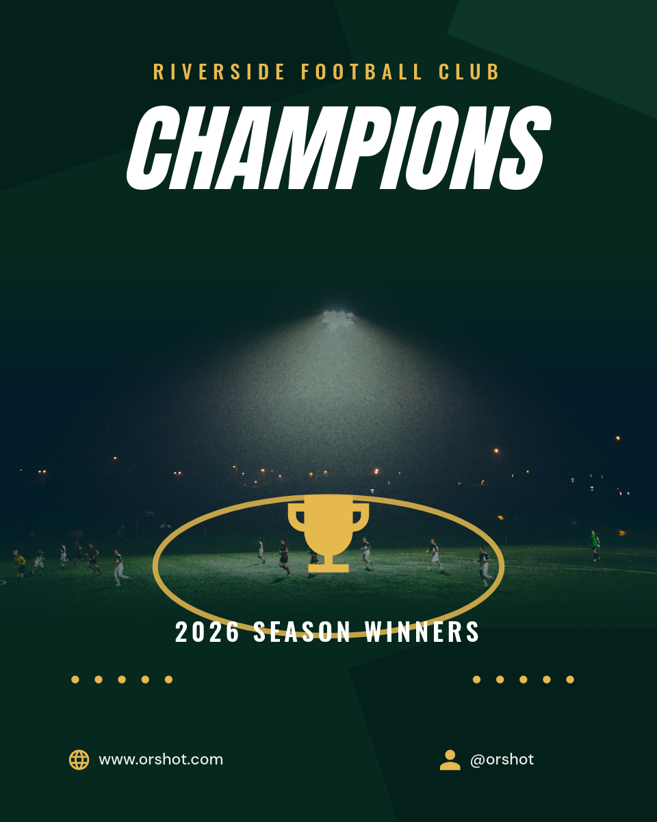 Emerald & Gold Soccer Champions Poster — Portrait