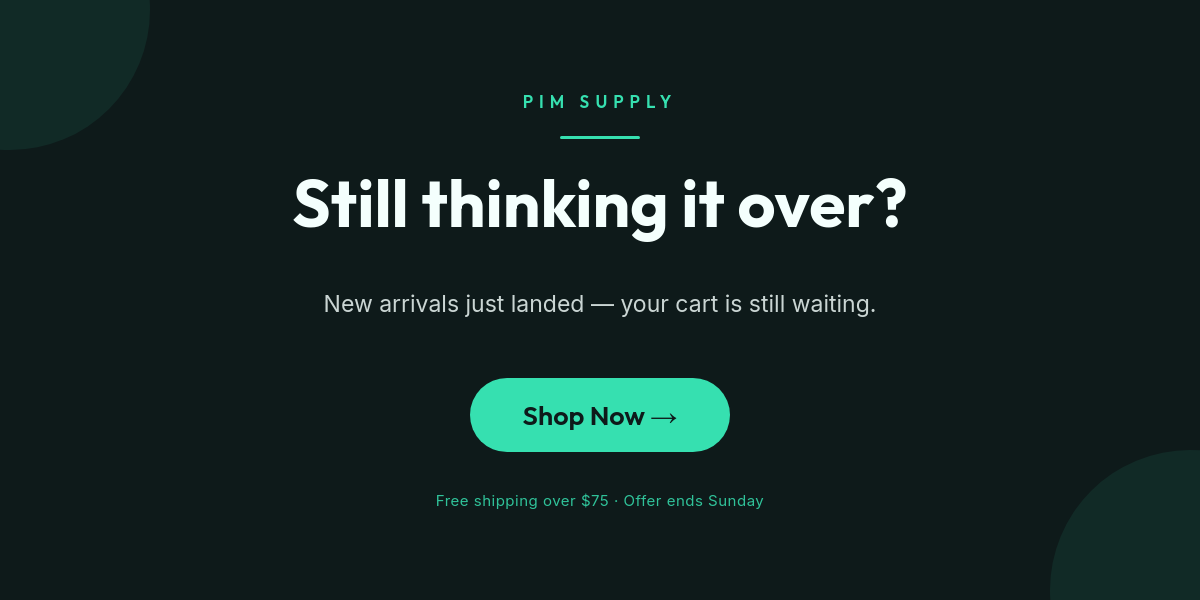 Midnight Mint Cart Reminder Email Banner — New Arrivals