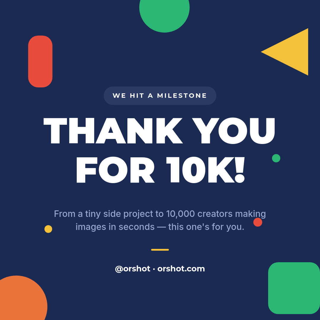 Navy Confetti 10K Milestone Thank-You Post — Montserrat Heavy Caps & Scattered Geometric Shapes