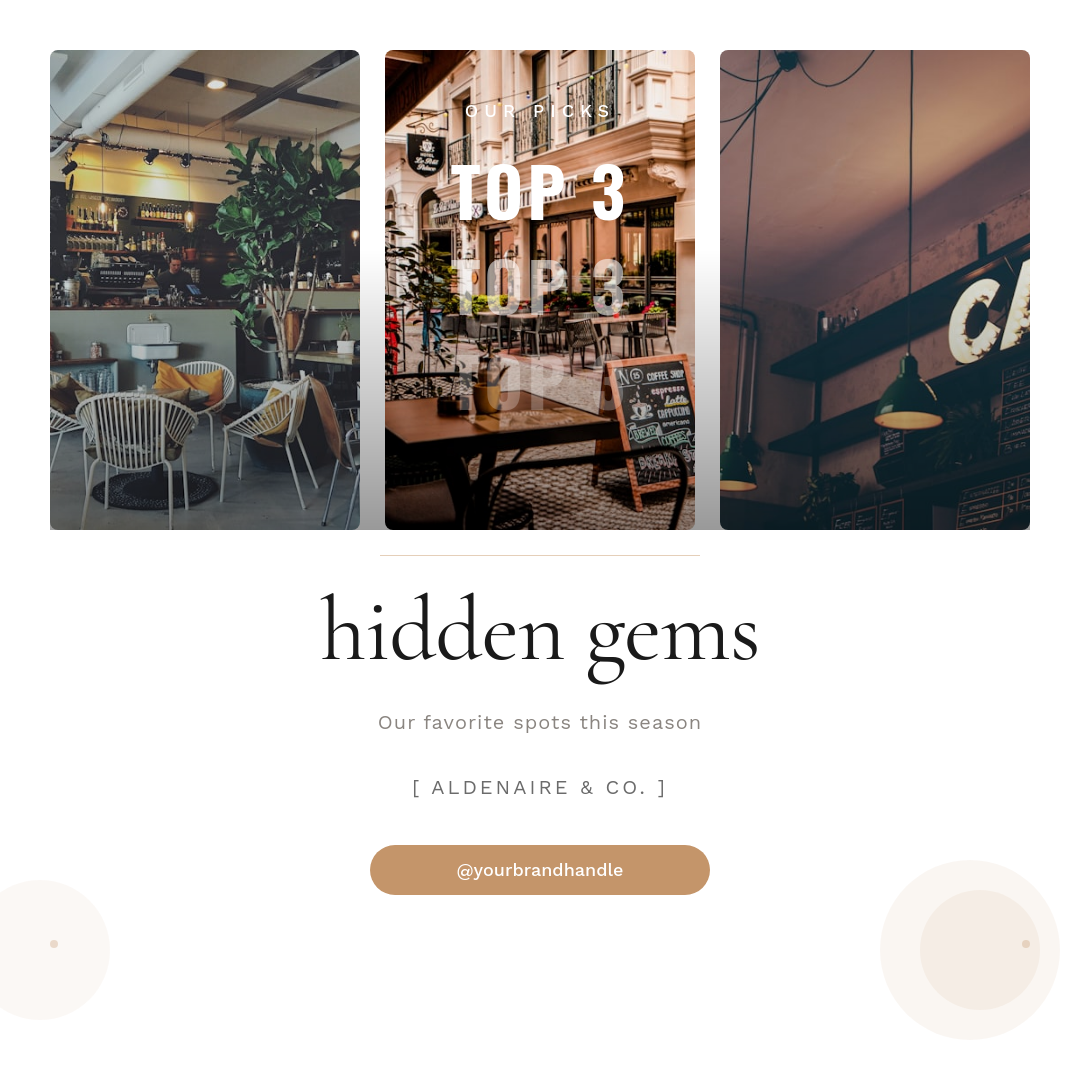 Curated Top 3 Picks Photo Grid with Bold Overlay Text and Warm Neutral Palette
