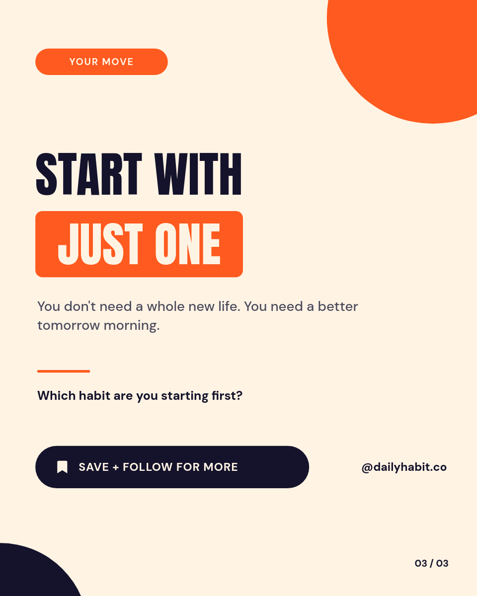 Bold Orange Daily Habits 3-Slide Instagram Carousel - Page 3