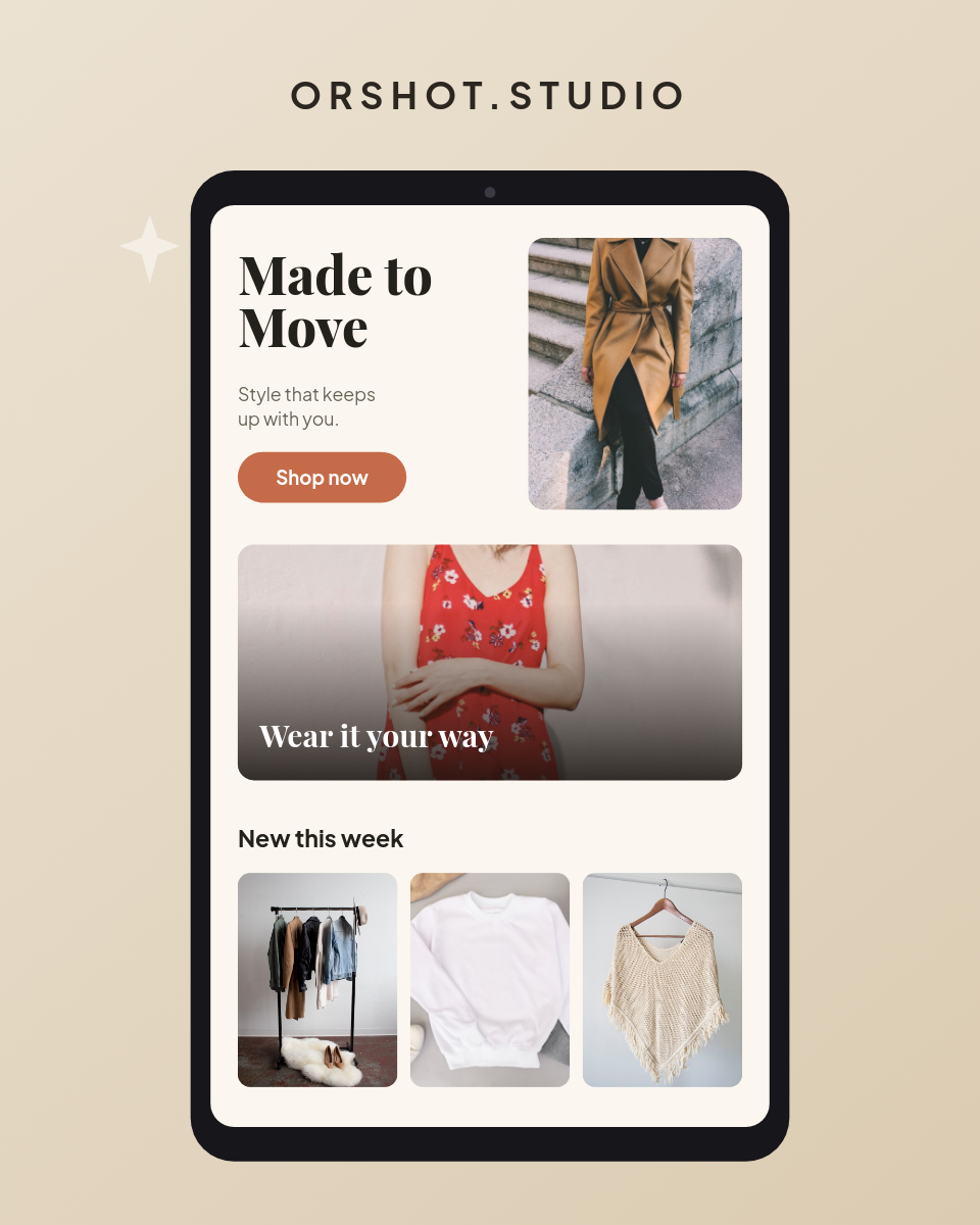 Tablet Website Mockup Portrait — Online Store Showcase