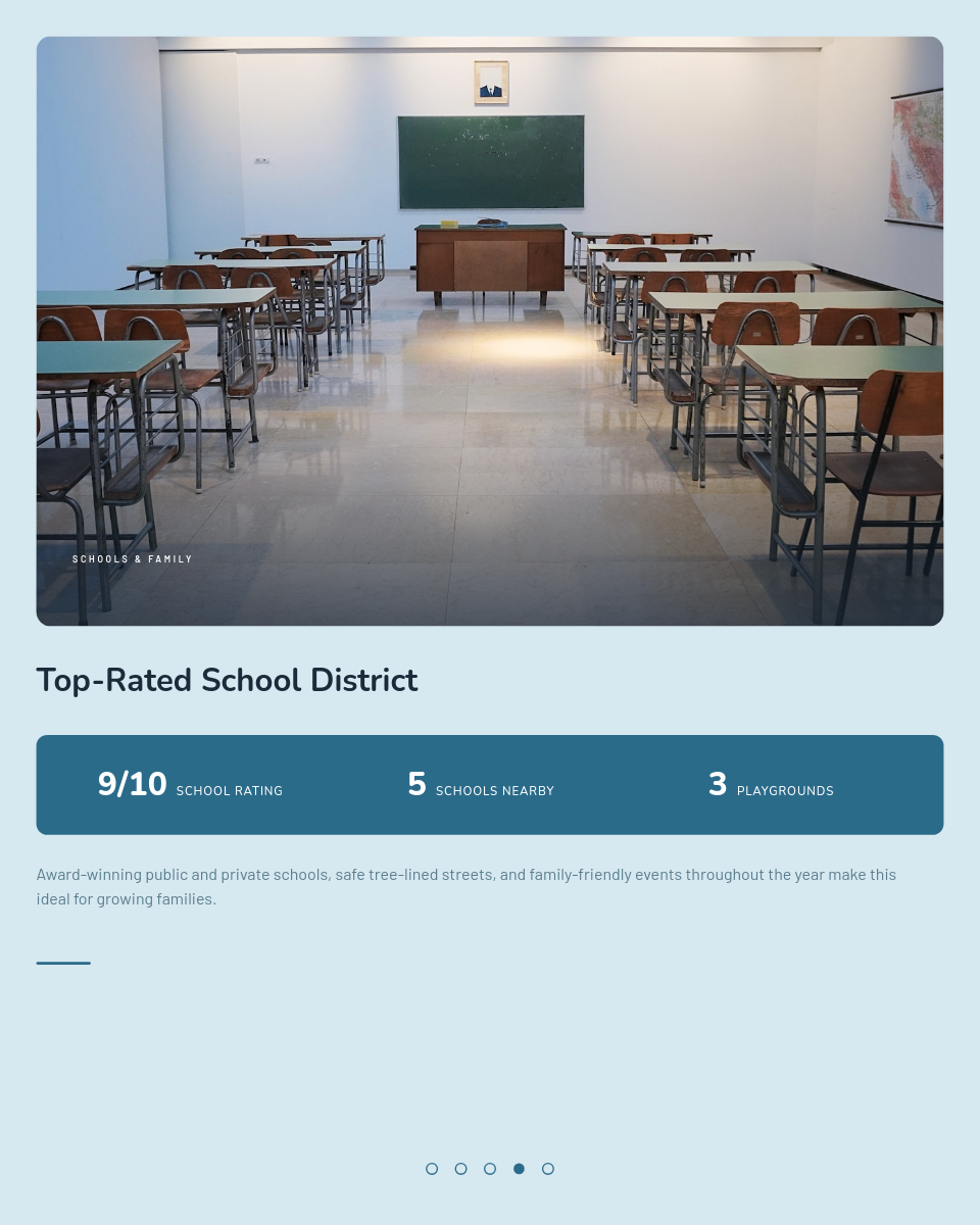 Pastel Teal Neighborhood Guide Carousel with Area Stats and Agent CTA - Page 4