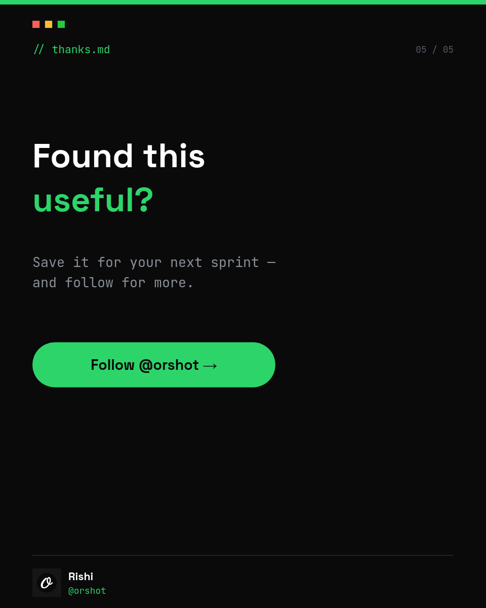 Neon Terminal Dev Carousel — Space Grotesk Headlines, Mono Code Comments & Giant Green Numbers, 5 Slides - Page 5