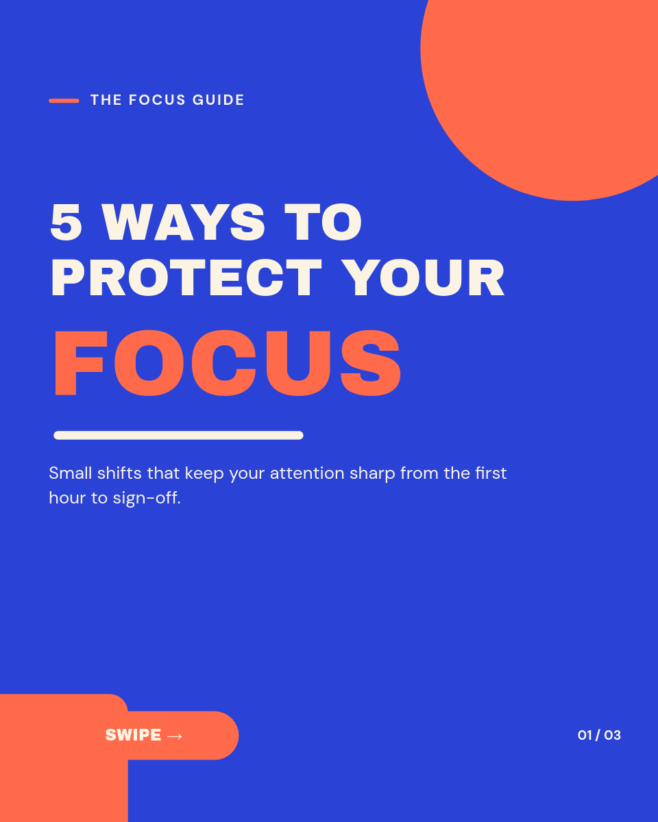 Bold Cobalt 3-Slide Focus Tips Instagram Carousel