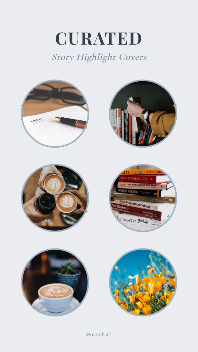 Aesthetic Story Highlight Cover Set — 6 Photo Circles with Sparkle Rings