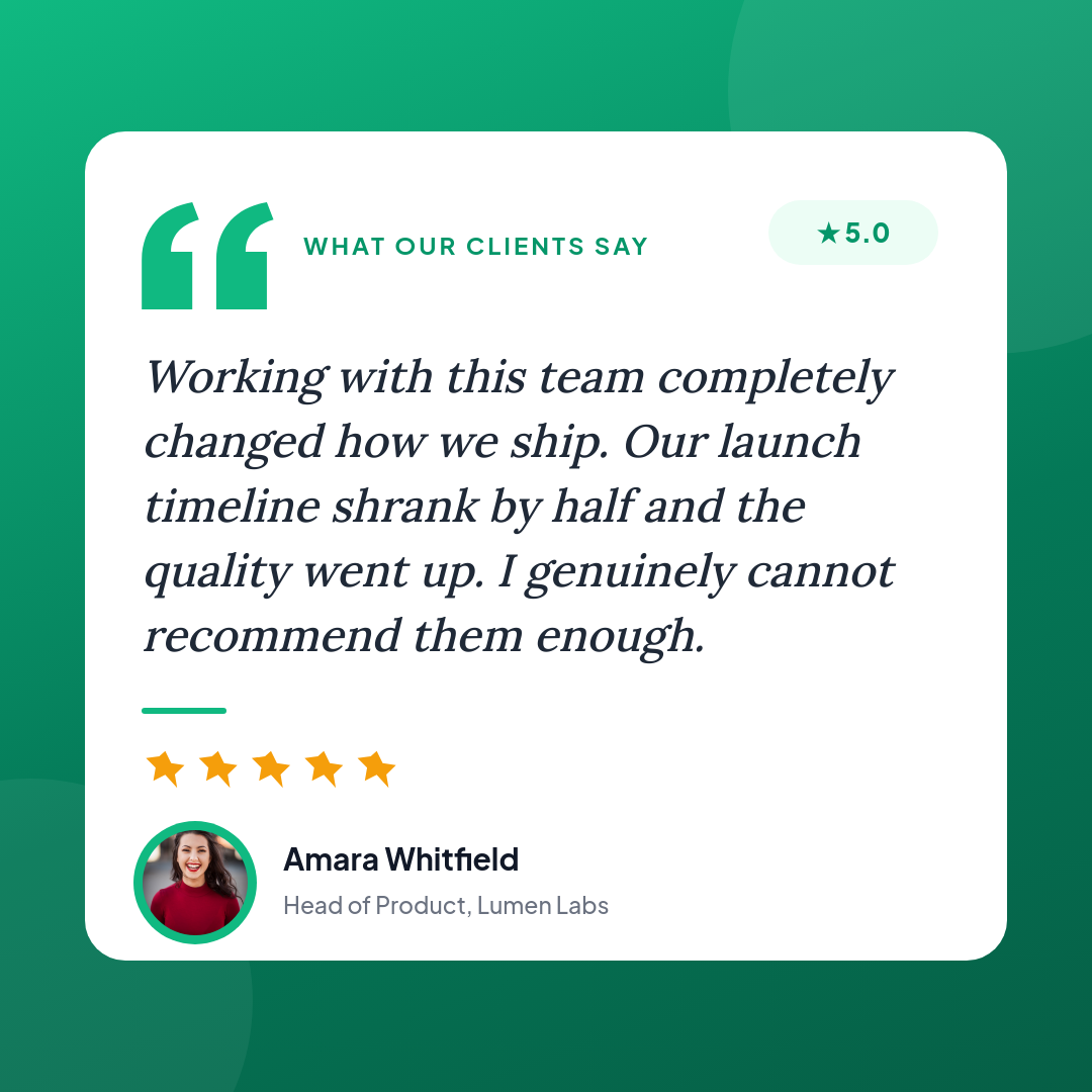 Emerald Customer Quote Testimonial Card with Star Rating