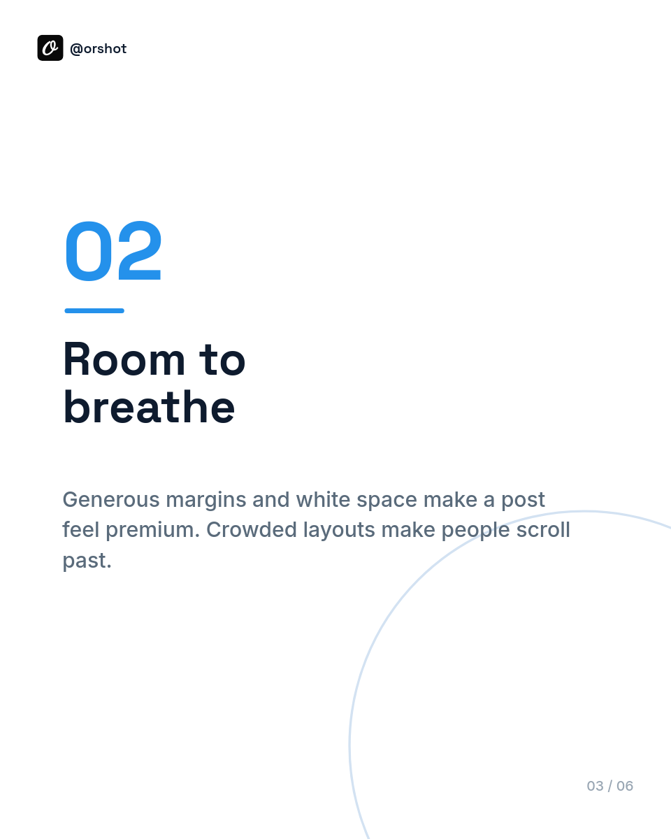 Clean White & Blue Arc Design-Habits Carousel — Space Grotesk Heads, Thin Arc & Swipe Dot, 6 Slides - Page 3