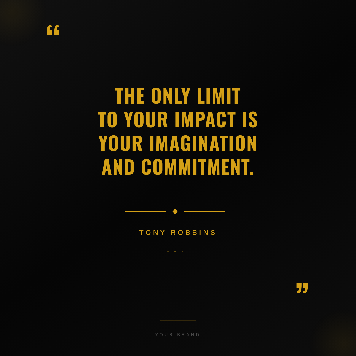 Bold Gold Frame Leadership Quote Card on Black