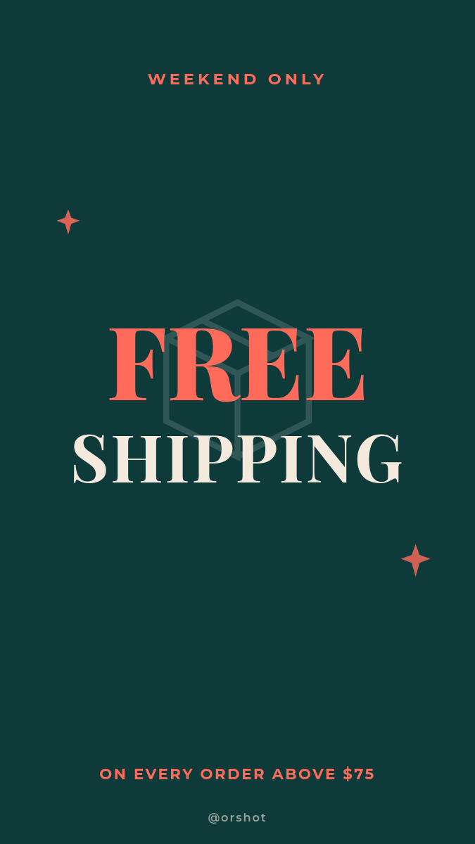 Free Shipping Weekend Promo — Teal & Coral Serif Story