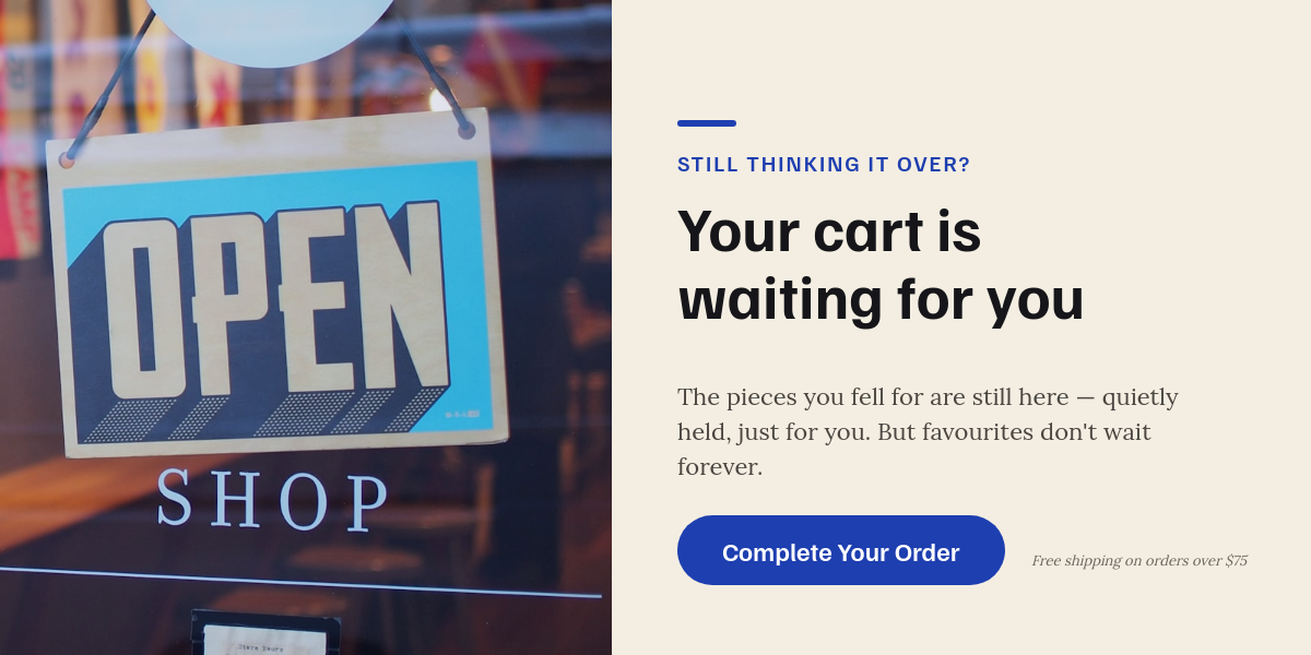 Cream & Cobalt Premium Abandoned Cart Email Banner