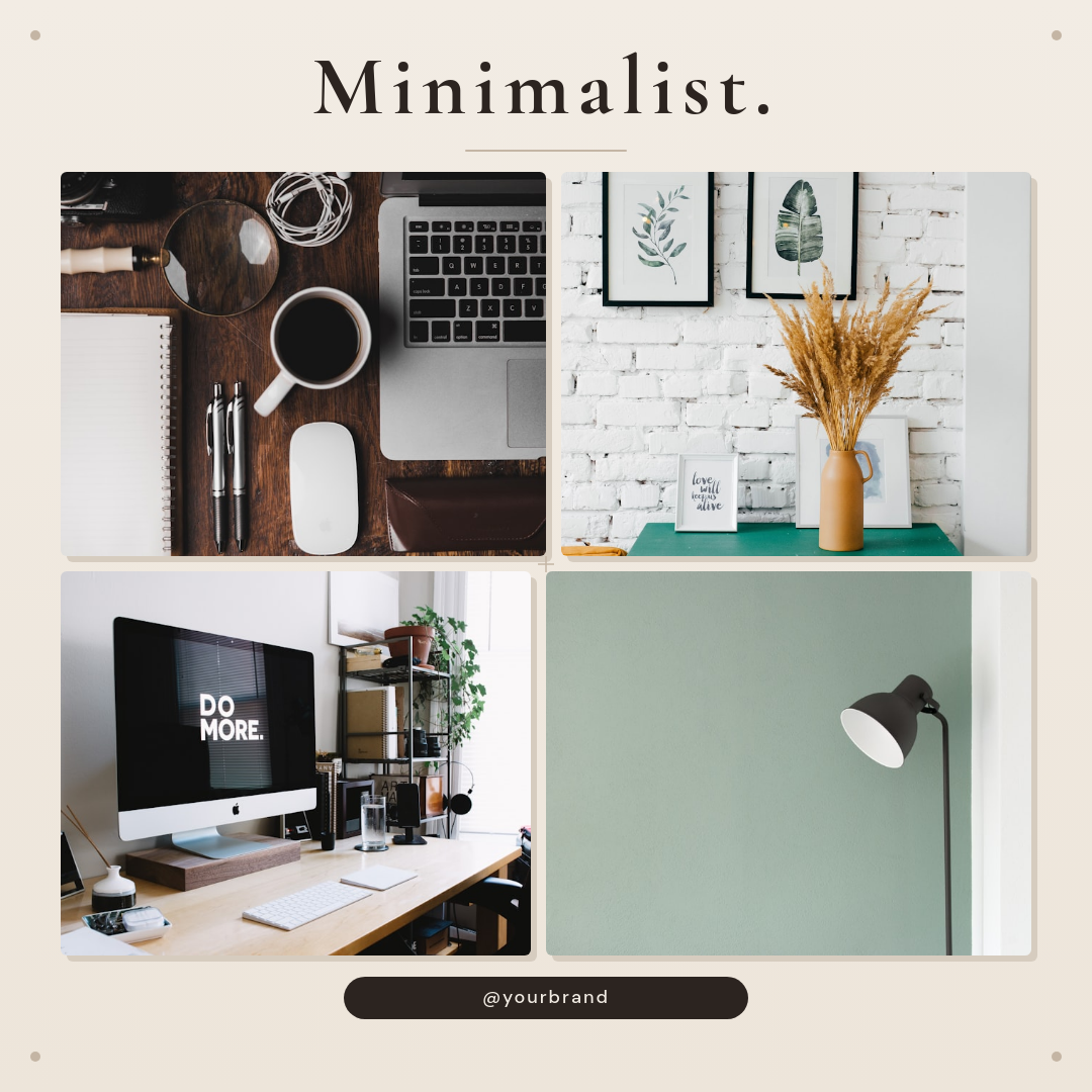 Warm Neutral Photo Collage Mood Board with Bold Serif Headline and Grid Layout
