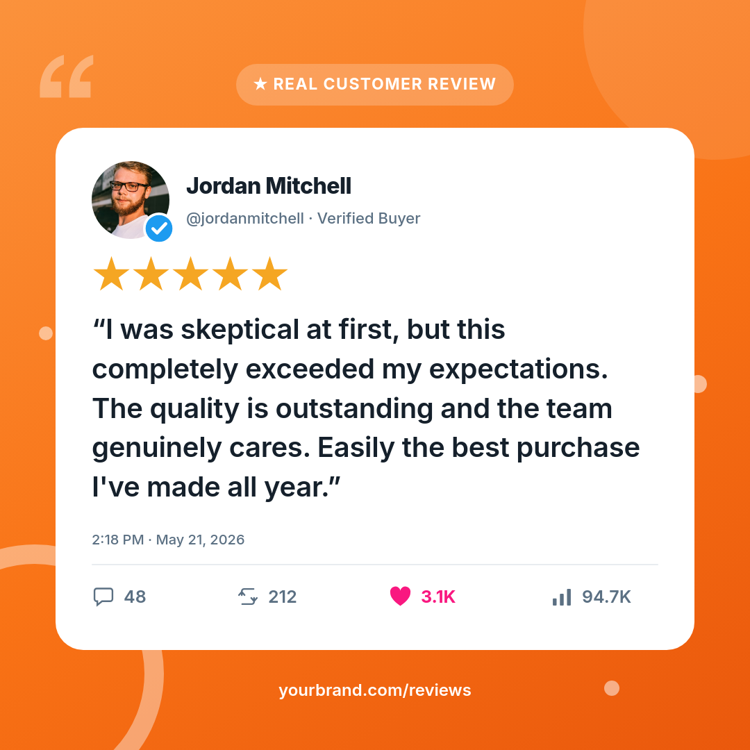 Tweet-Style Customer Testimonial Card with Verified Badge