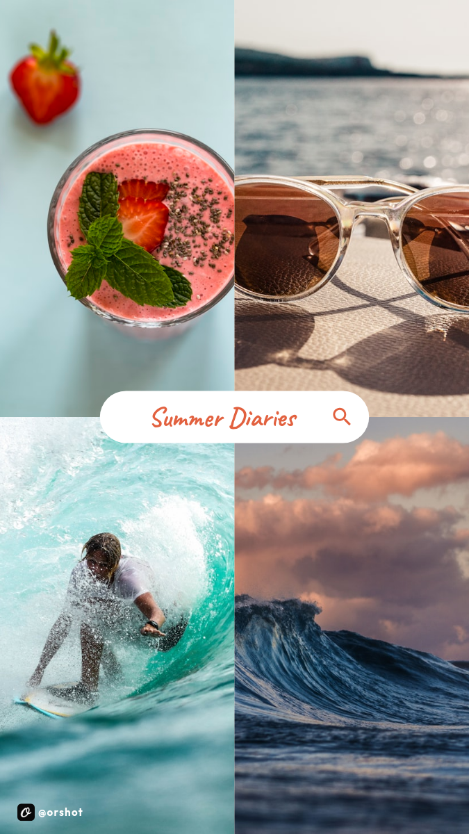 Summer 2x2 Photo Grid Story — Search-Bar Caption Pill