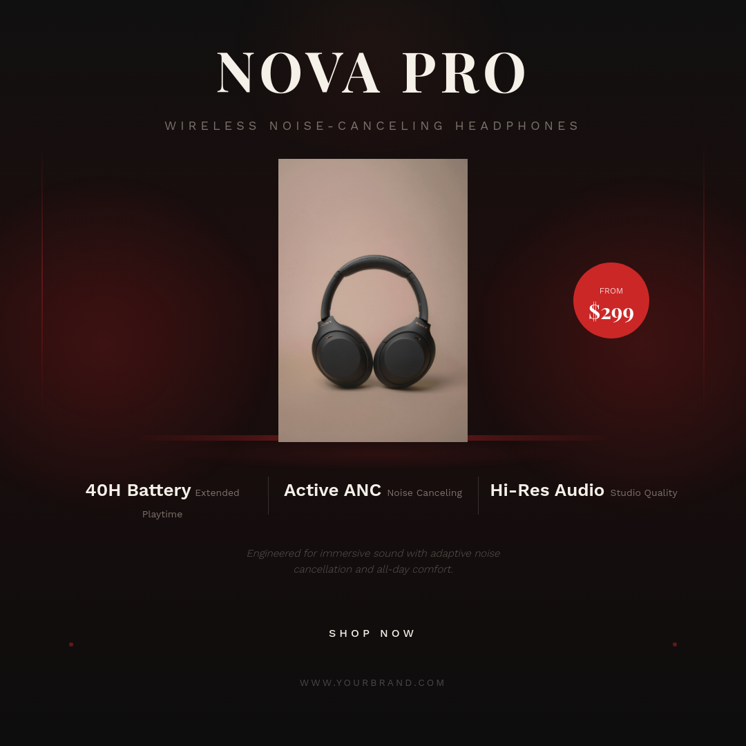Dark Premium Wireless Headphones Product Showcase