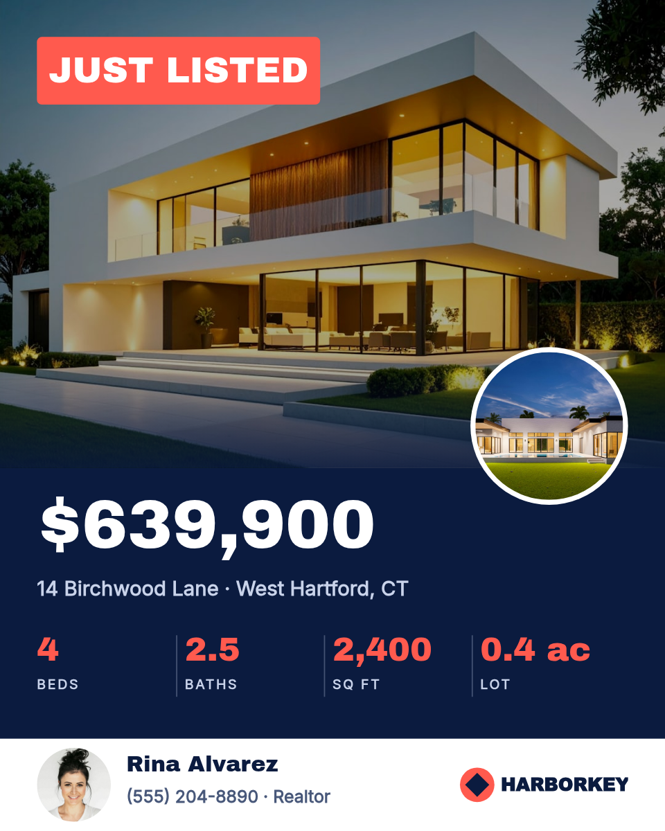 Real Estate Just Listed Post + Story — Navy & Coral - Page 1