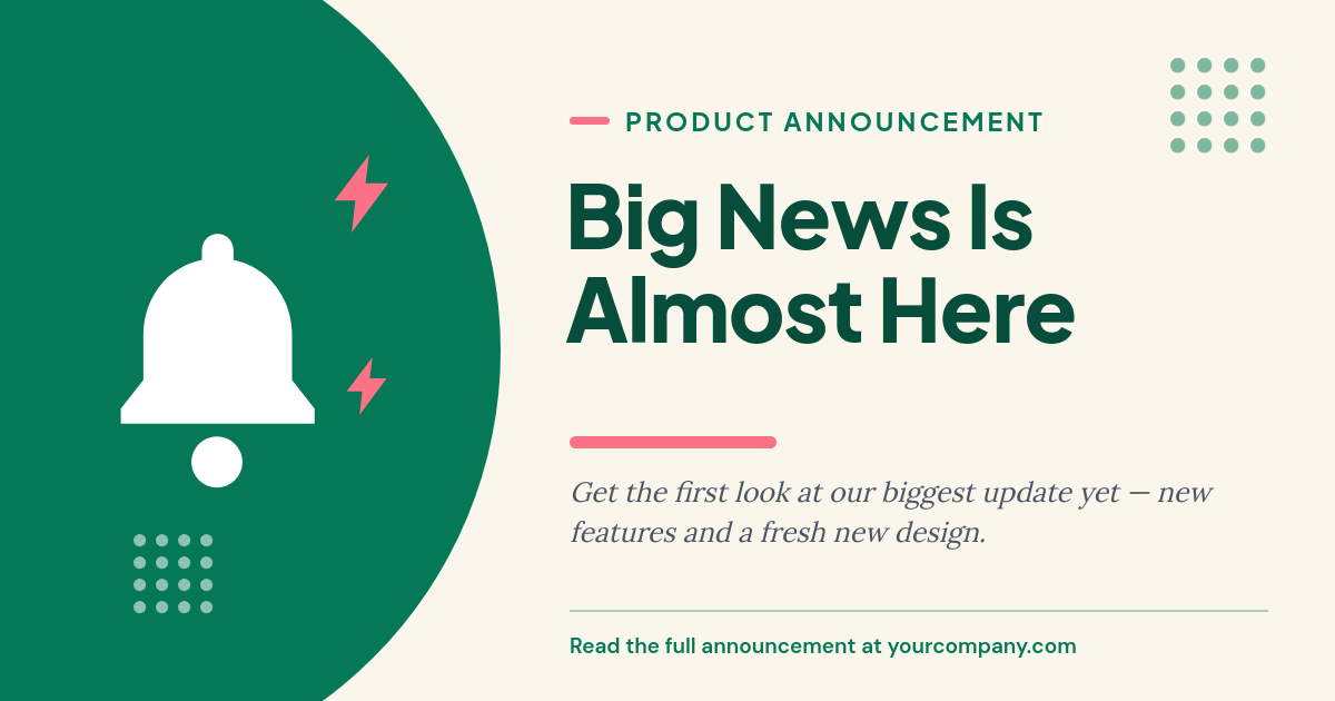 Big News Coming Soon Announcement OG Card with Emerald Curve