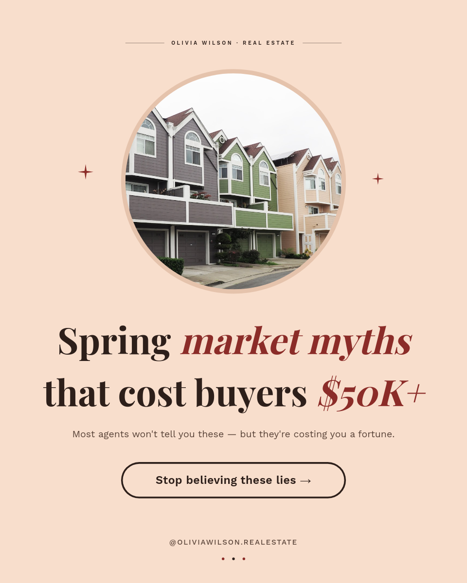 Peach & Brick Editorial Real Estate Myth Buster Carousel Cover with Italic Serif Accents