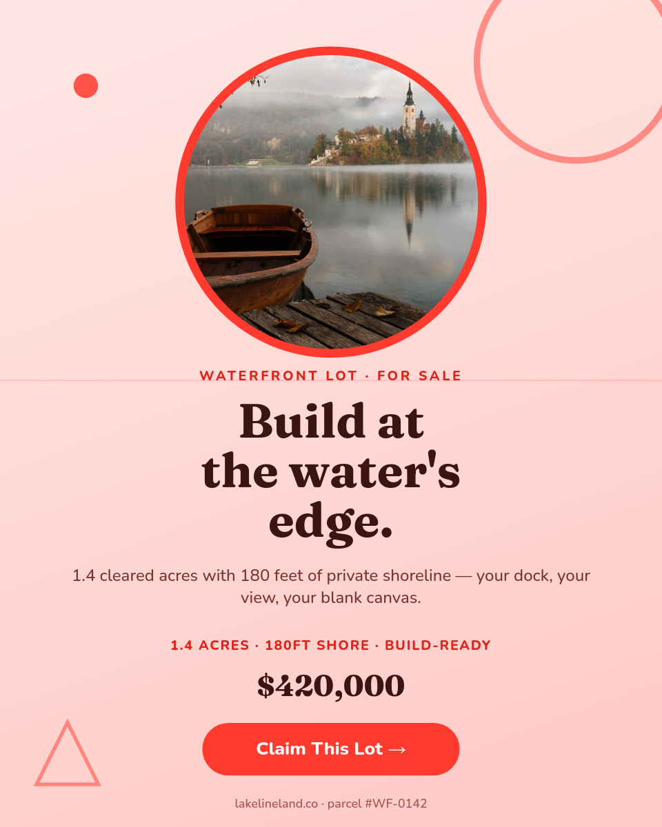 Waterfront Lot For Sale — Pastel Pink Geometric Portrait