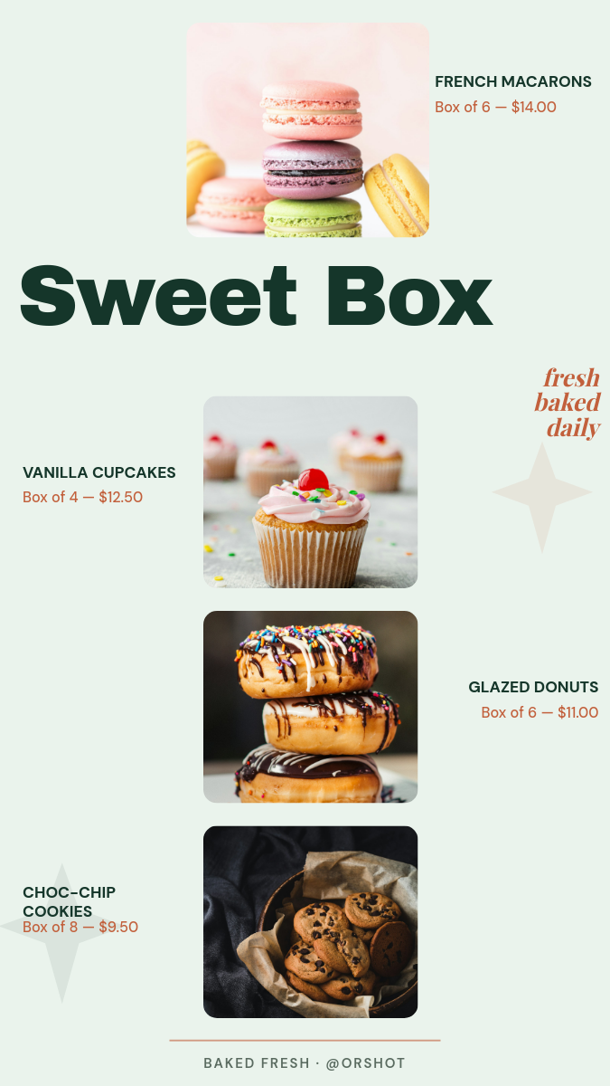 Mint Patisserie Dessert Box Menu Story
