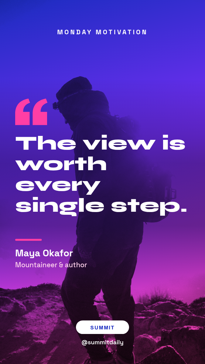 Animated Quote Video 9:16 — Blue & Pink Duotone Mountain
