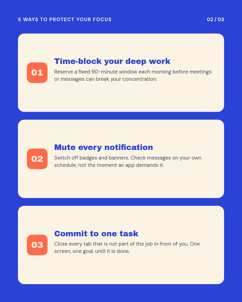 Bold Cobalt 3-Slide Focus Tips Instagram Carousel - Page 2