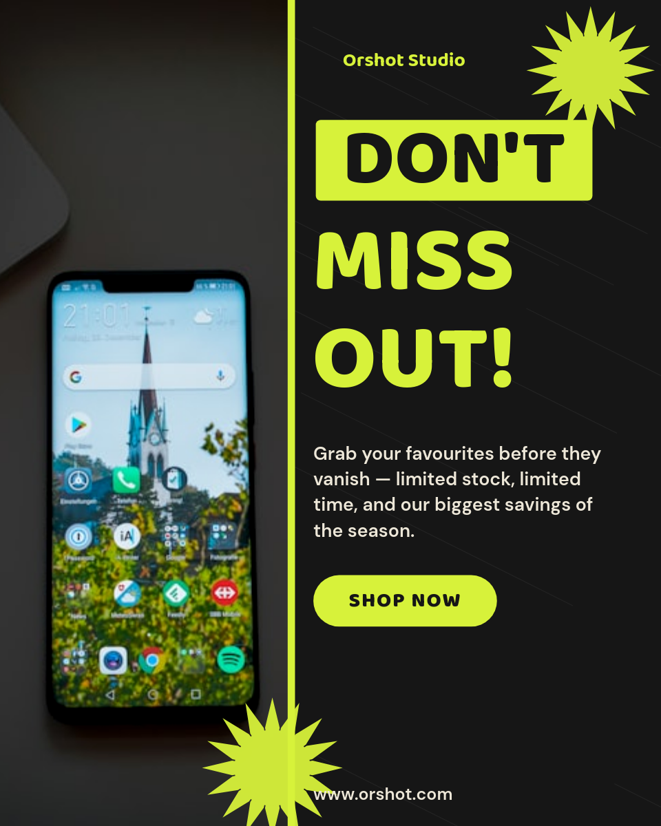 Don't Miss Out Sale Ad — Bold Rounded Caps + Product Photo