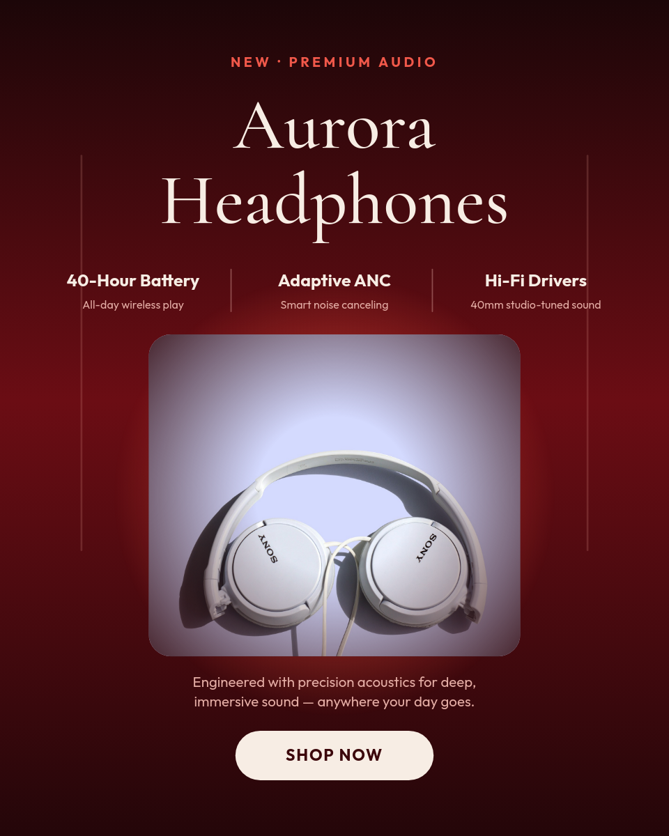 Dramatic Crimson Headphones Product Launch Ad