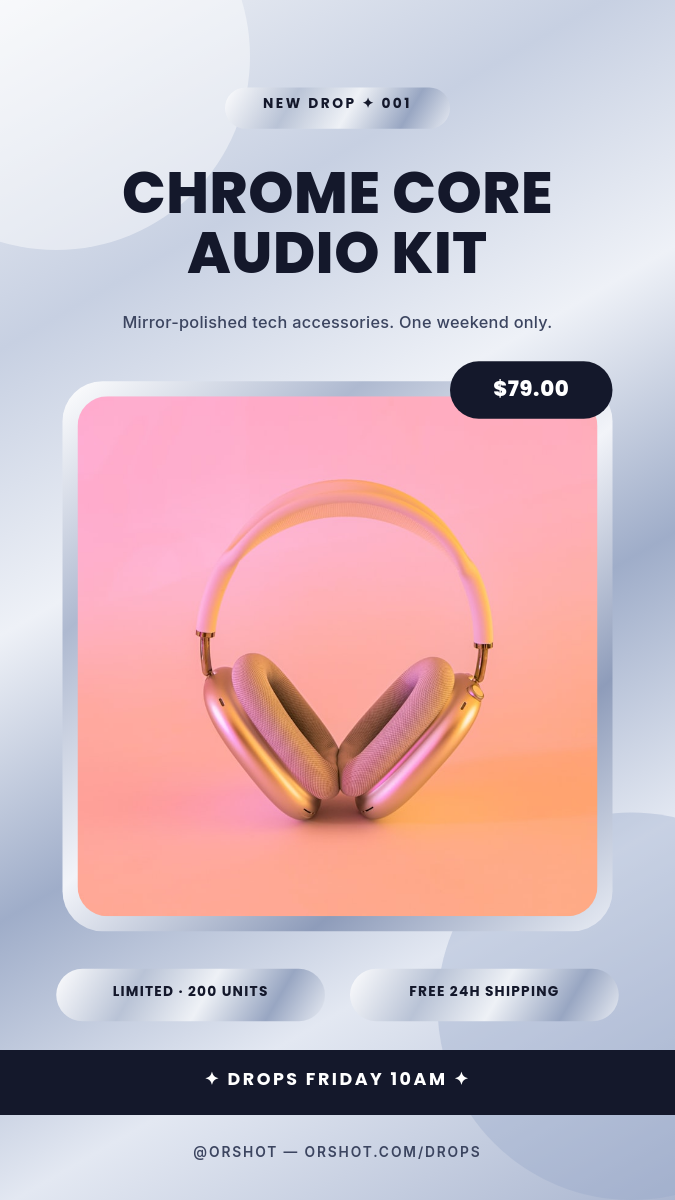 Y2K Chrome Gradient Tech Drop — Story Launch Ad