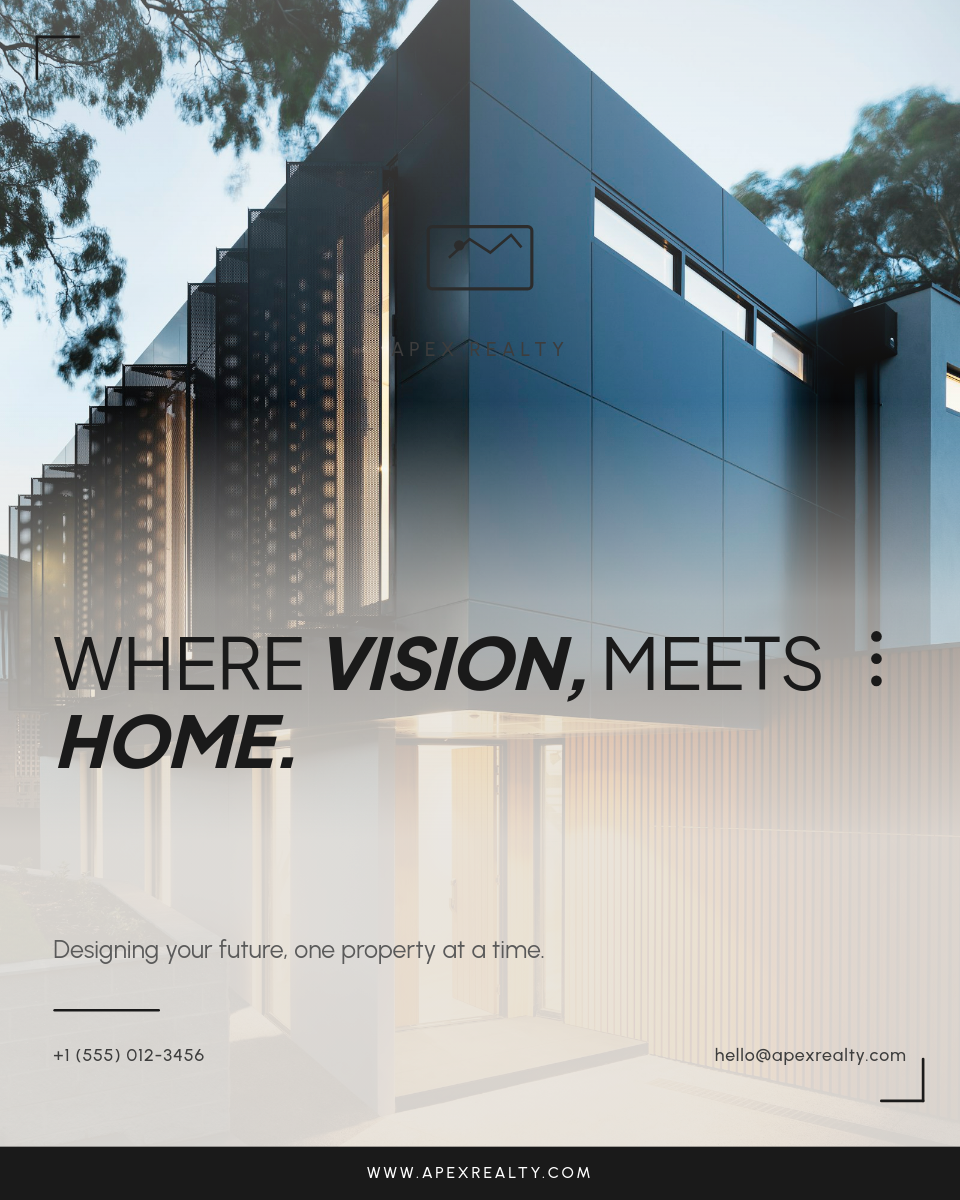 Clean Architectural Brand Post with Bold Mixed-Weight Headline on Property Photo
