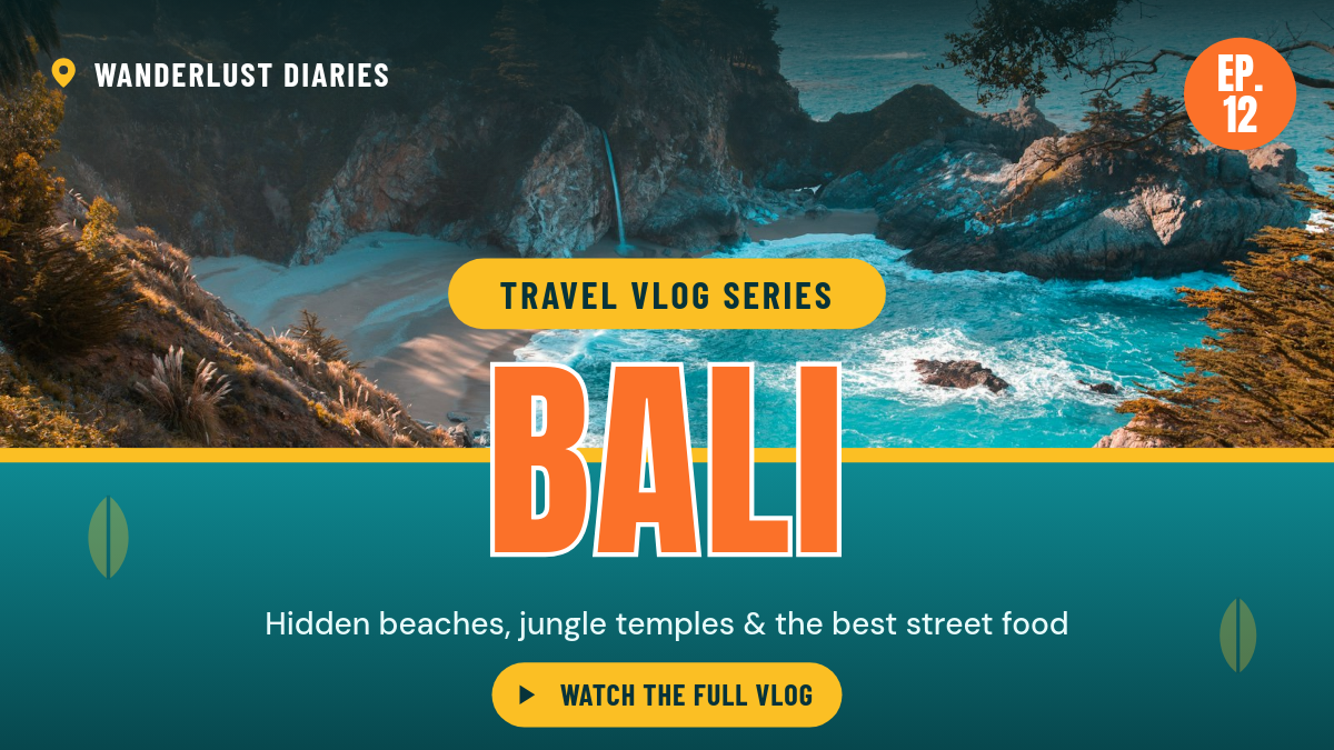 Vibrant Travel Vlog YouTube Thumbnail with Outlined Destination