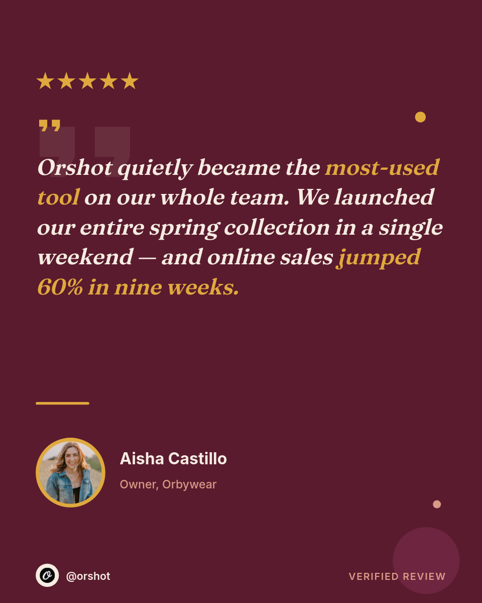 Burgundy & Gold 5-Star Customer Testimonial — Fraunces Italic Quote, Star Row & Author Portrait