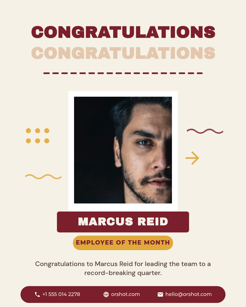 Congratulations Employee of the Month Collage Card — Burgundy & Gold
