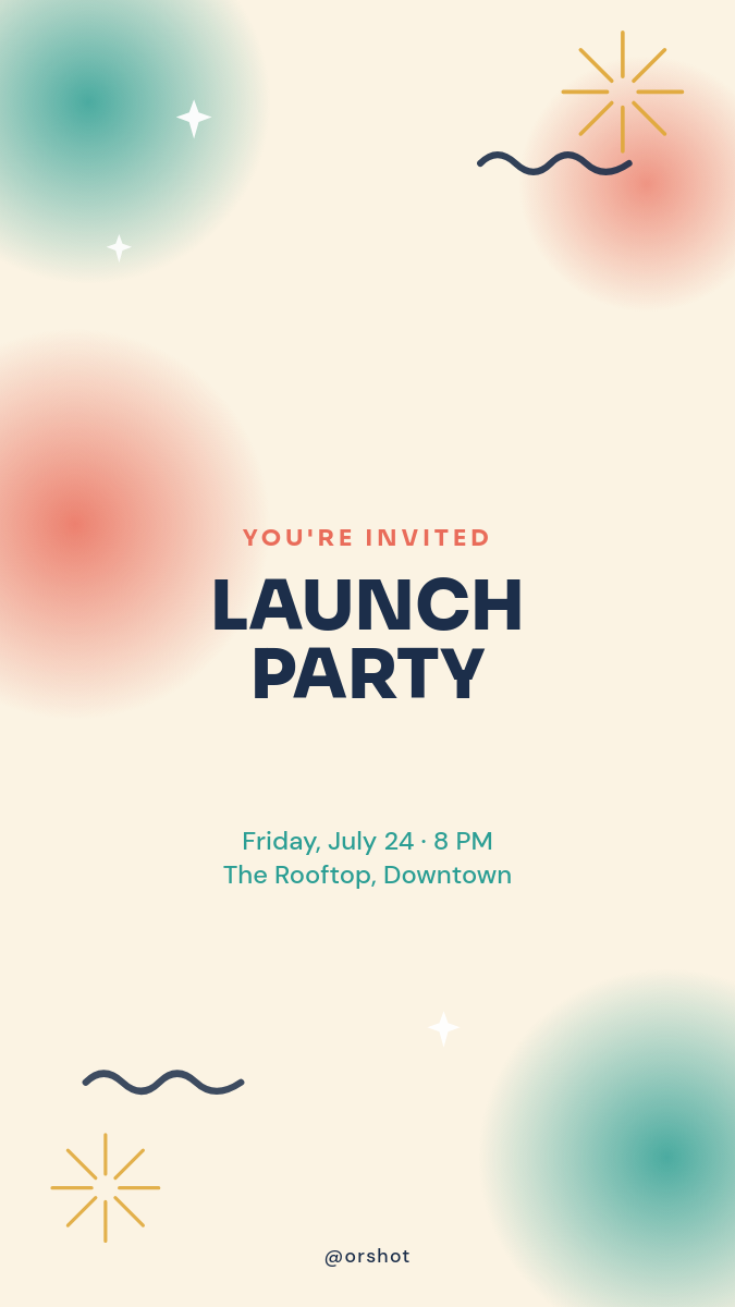 Festive Gradient-Blob Confetti Story — Event Announcement Frame
