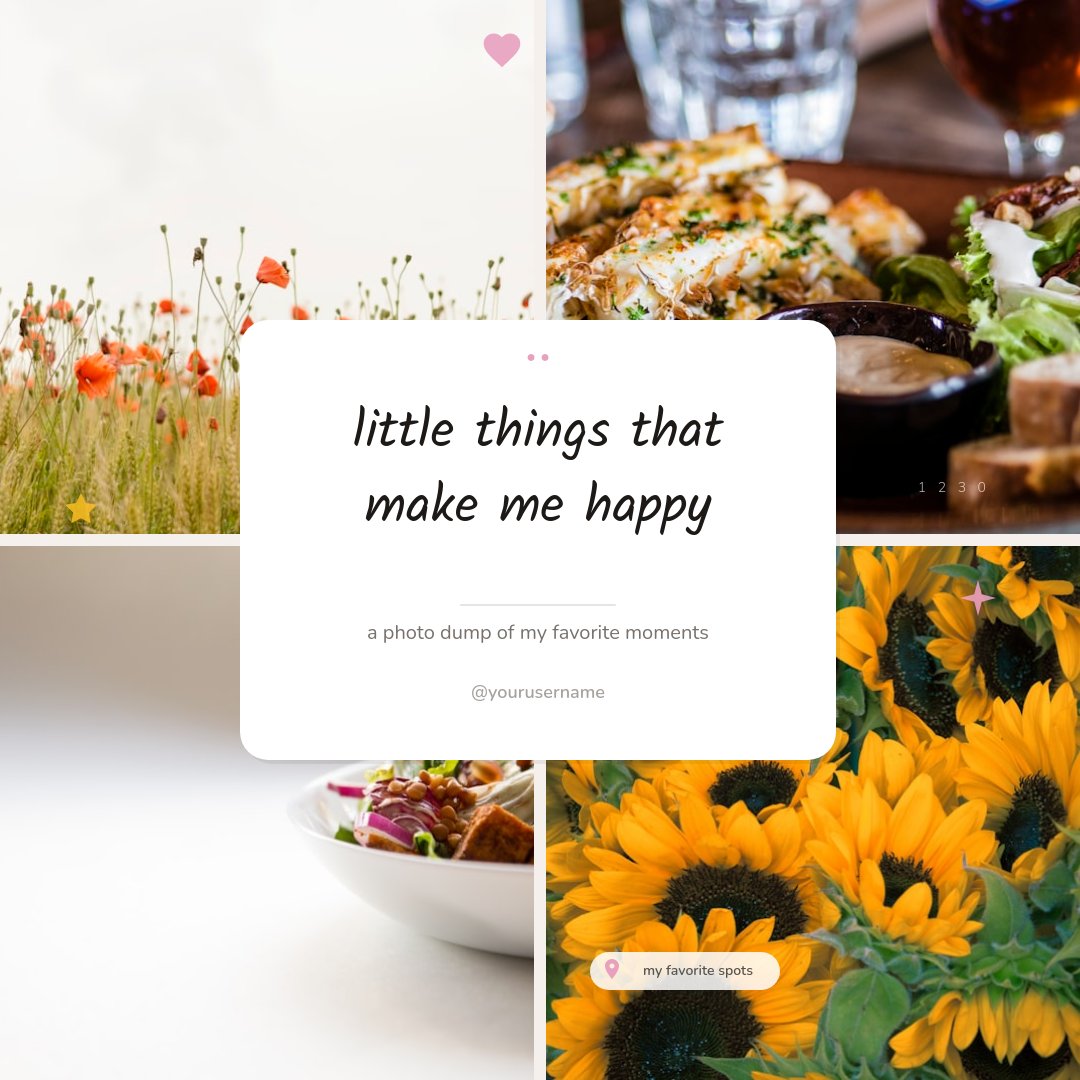 Aesthetic Photo Dump Grid with Centered Text Card