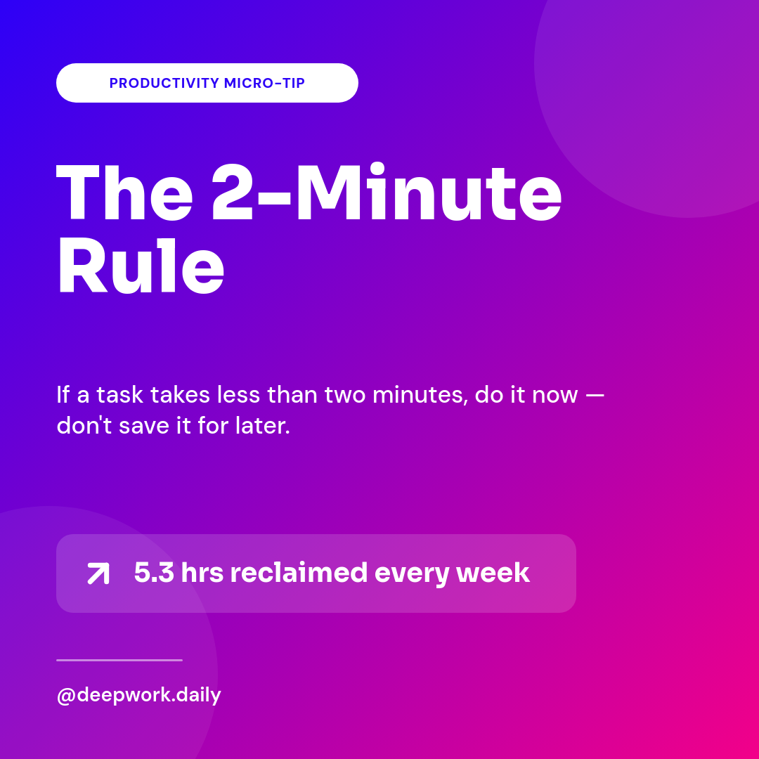 Duotone Gradient Productivity Tip Post — Floating White Headline