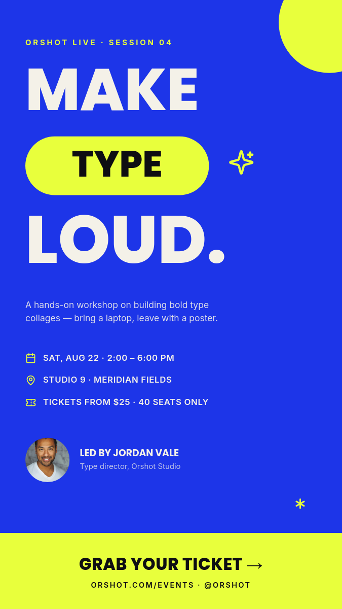 Bold Type Collage Design Workshop — Electric Story Flyer