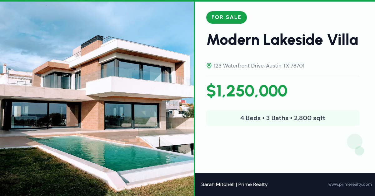 Property Listing OG Card — Clean Green Split