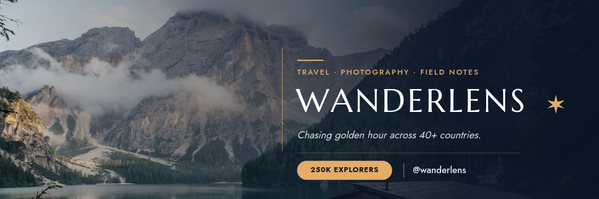 Atmospheric Alpine Lake Travel Creator X Header