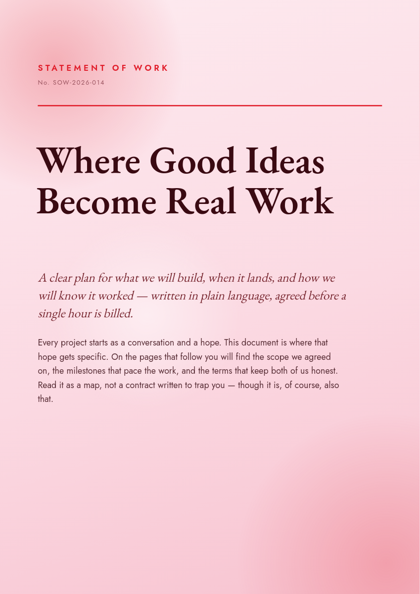 Pastel Pink & Red Editorial Statement of Work Cover