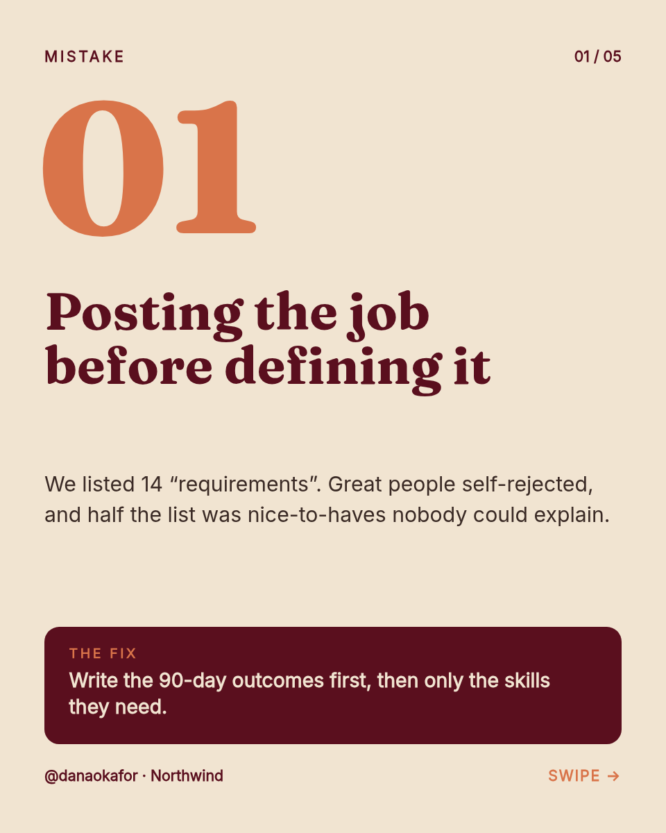 LinkedIn Carousel Template — 5 Hiring Mistakes, Oxblood - Page 2