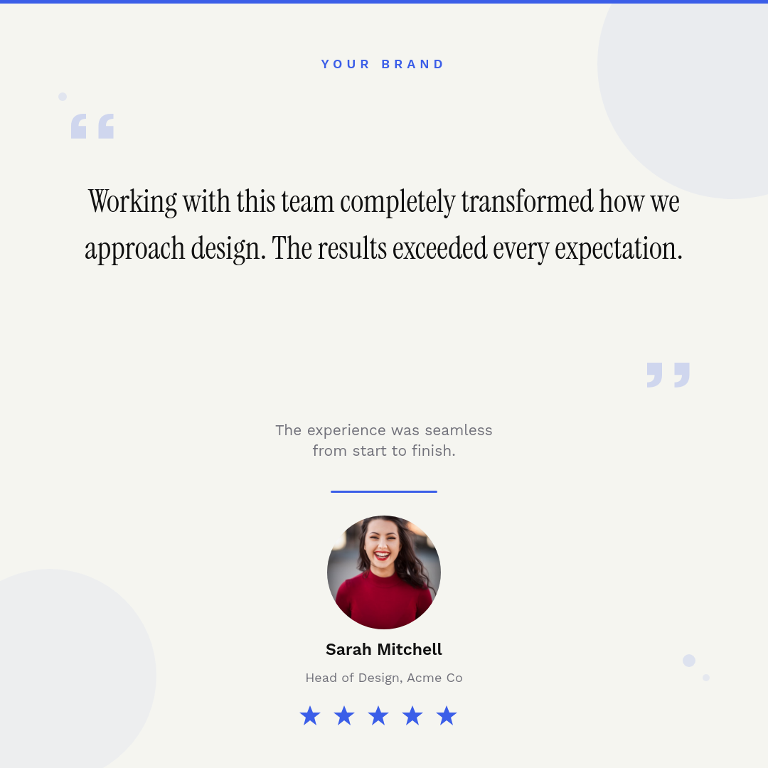 Customer Testimonial — Bold Serif Quote Card