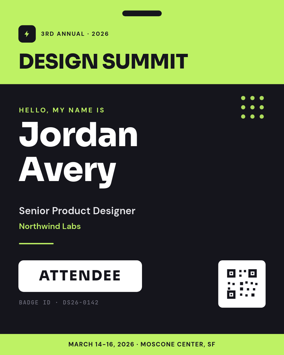 Bold Lime Conference Attendee Badge with Tier Pill