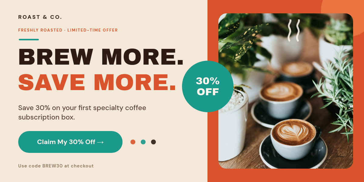 Warm Terracotta Coffee Shop Promo Email Banner
