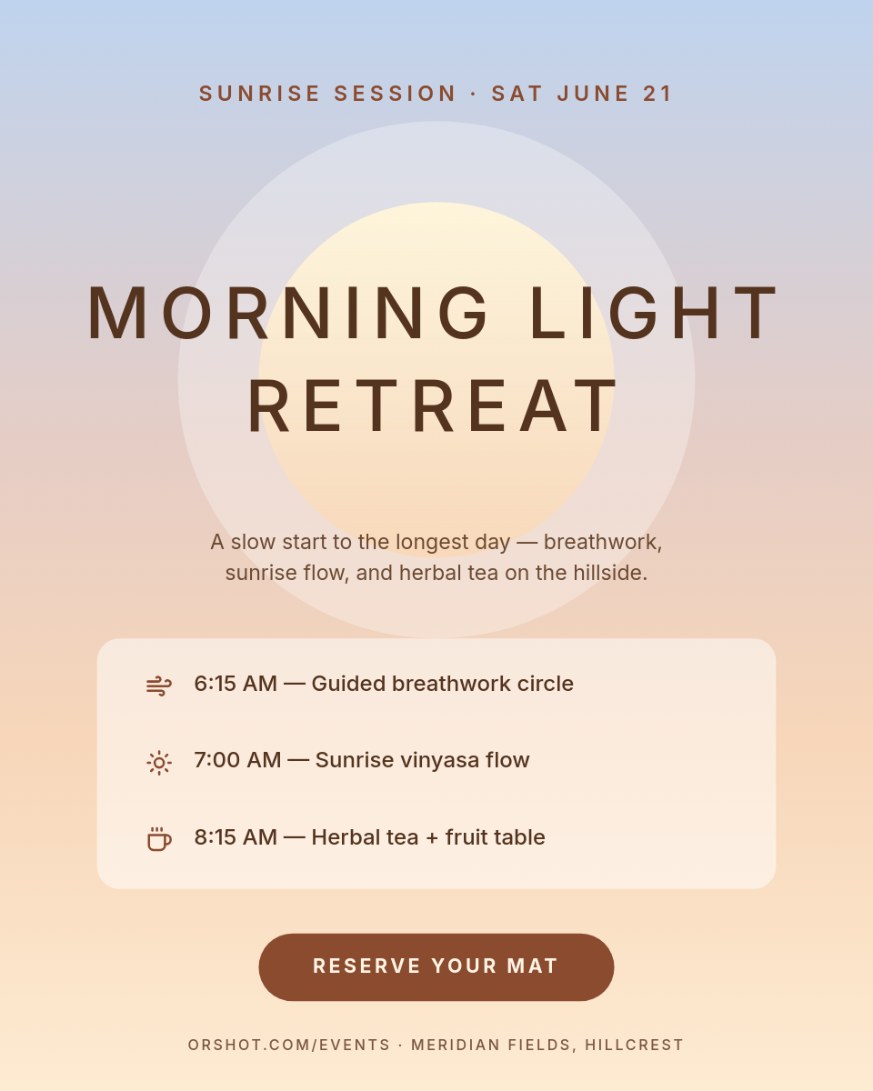 Airbrushed Sunrise Wellness Retreat — Serene Portrait Invite