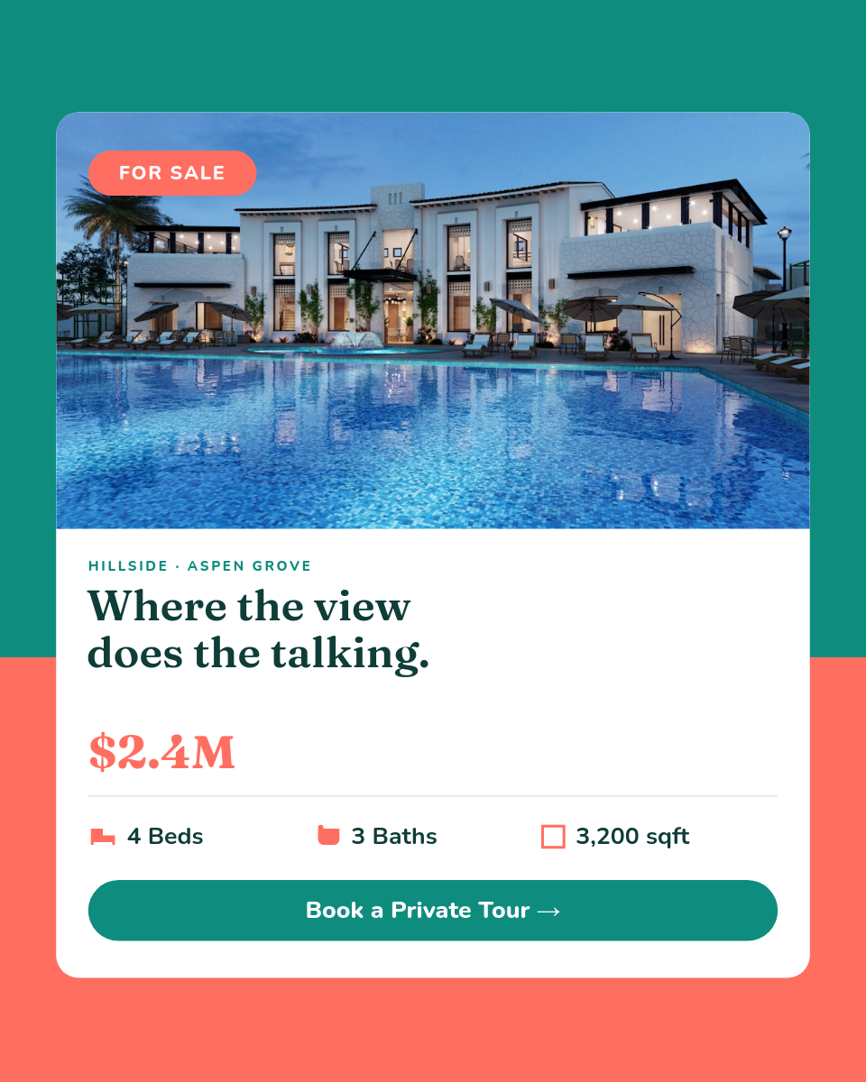 Coral & Teal Hillside Villa Floating-Card Listing