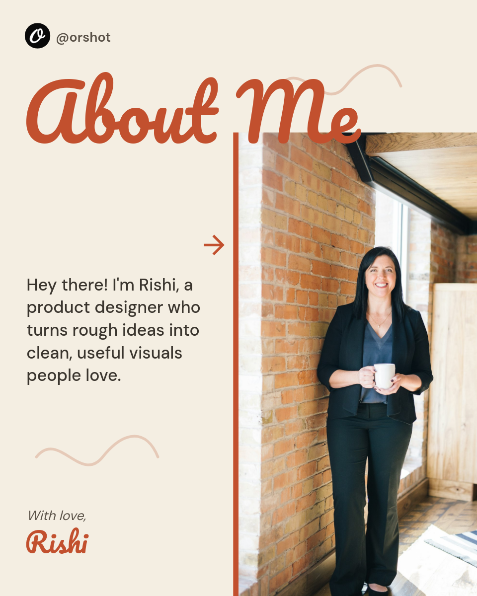 Ivory & Rust Script "About Me" Designer Intro — IG Portrait